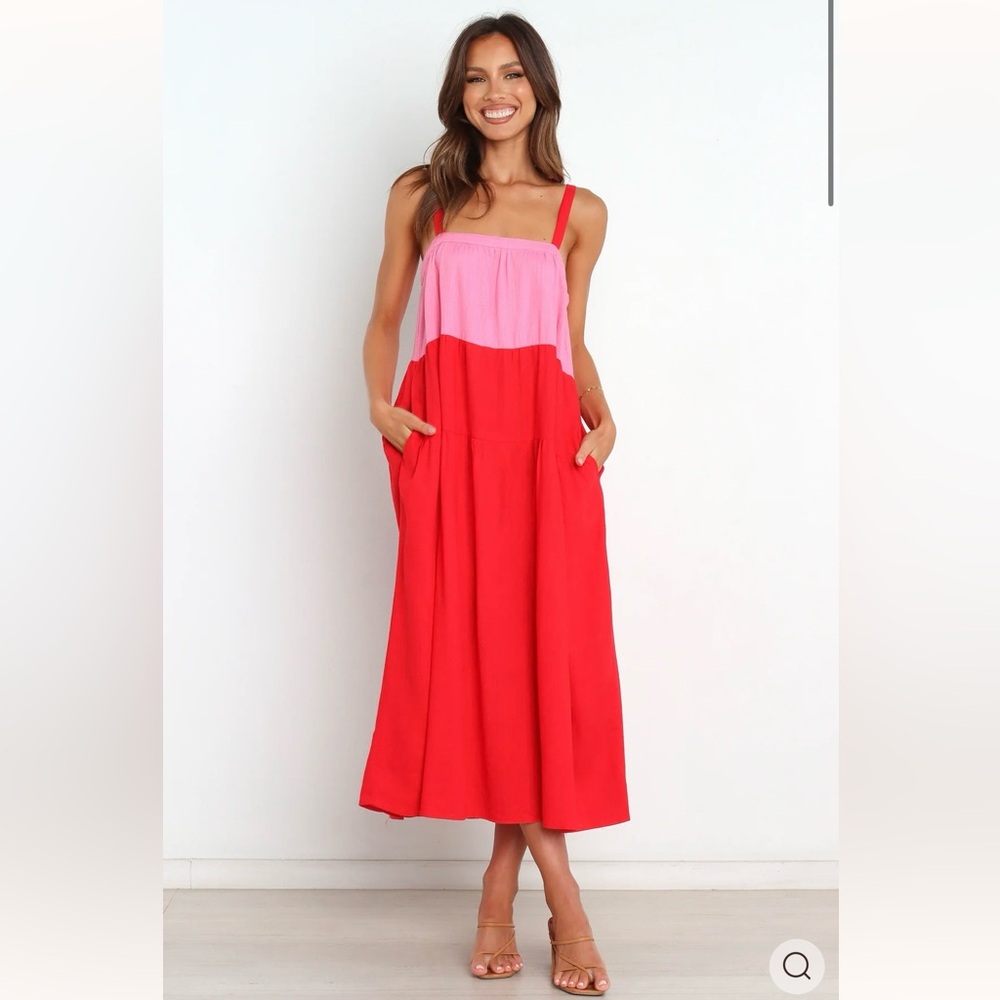 Petal and pup pink and red dress